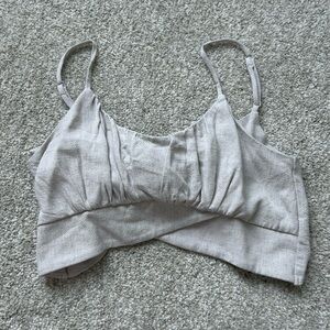 ALTARD STATE TIE BACK CROPPED GREY TOP